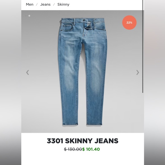 G star raw 3301 skinny light blue 32 x 30 - Picture 2 of 8